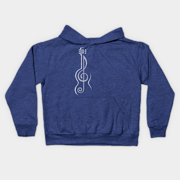 Worn Musical Note Guitar Kids Hoodie by The Lucid Frog